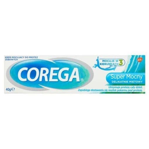 Corega Super Mocny Delikatnie Miętowy krem mocujący do protez zębowych 40 g