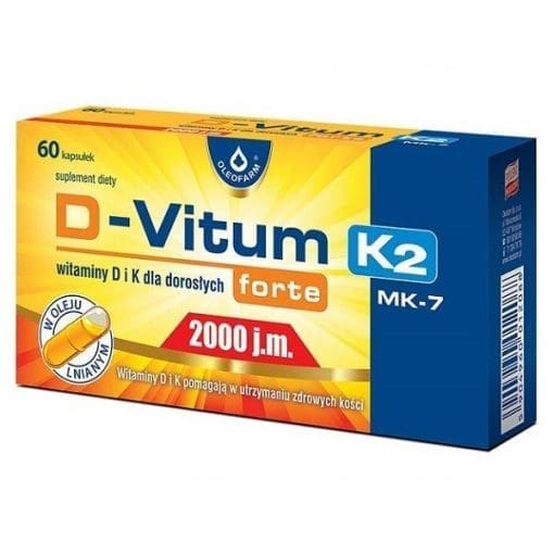 D-Vitum Forte 2000 j.m. K2 witamina D i K dla dorosłych 60 kapsułek - Image 2