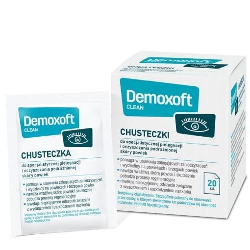 Demoxoft Clean chusteczki do pielęgnacji i oczyszczania powiek 20 sztuk