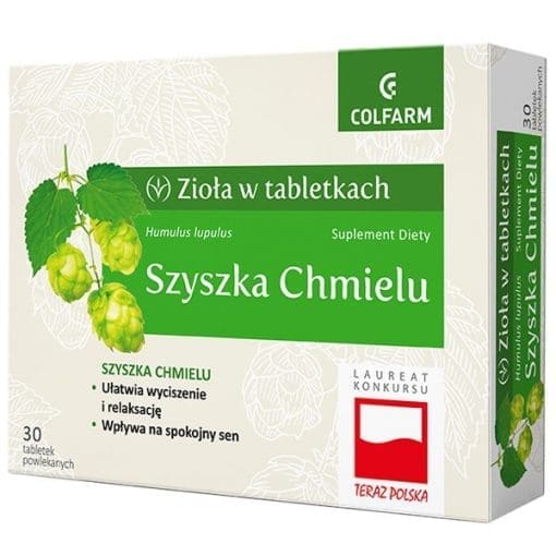 Szyszka Chmielu Zioła w tabletkach Colfarm - 30tabletek powlekanych